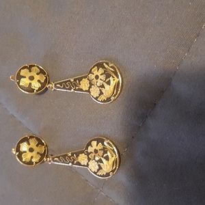 Earrings ( gold plated & black ) pierce ears 2" (L4 170)